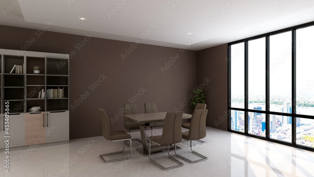 Fototapeta premium luxury office meeting room design interior for company wall logo mockup