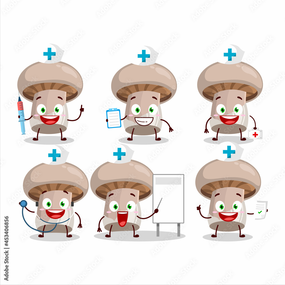 Doctor profession emoticon with portobelo cartoon character Doctor profession emoticon with portobelo cartoon character
