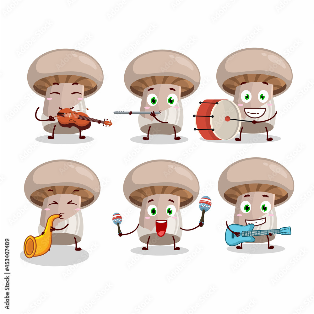 Cartoon character of portobelo playing some musical instruments Stock Vector | Adobe Stock Cartoon character of portobelo playing some musical instruments Stock Vector | Adobe Stock