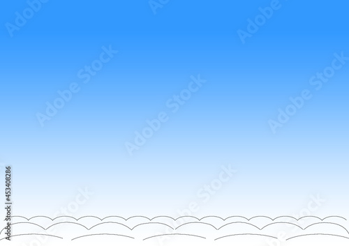 Sopra le nuvole come in aereo sopra un soffice tappeto bianco ed il cielo blu sopra di noi. per tappezzeria copertina rivestimento cameretta semplice sognare telo mare 