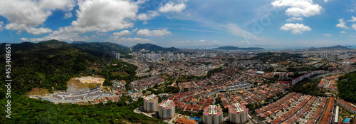 Panoramic aerial view of Bayan Baru, located within the Southwest Penang Island District, adjacent to the Bayan Lepas Free Industrial Zone. photo