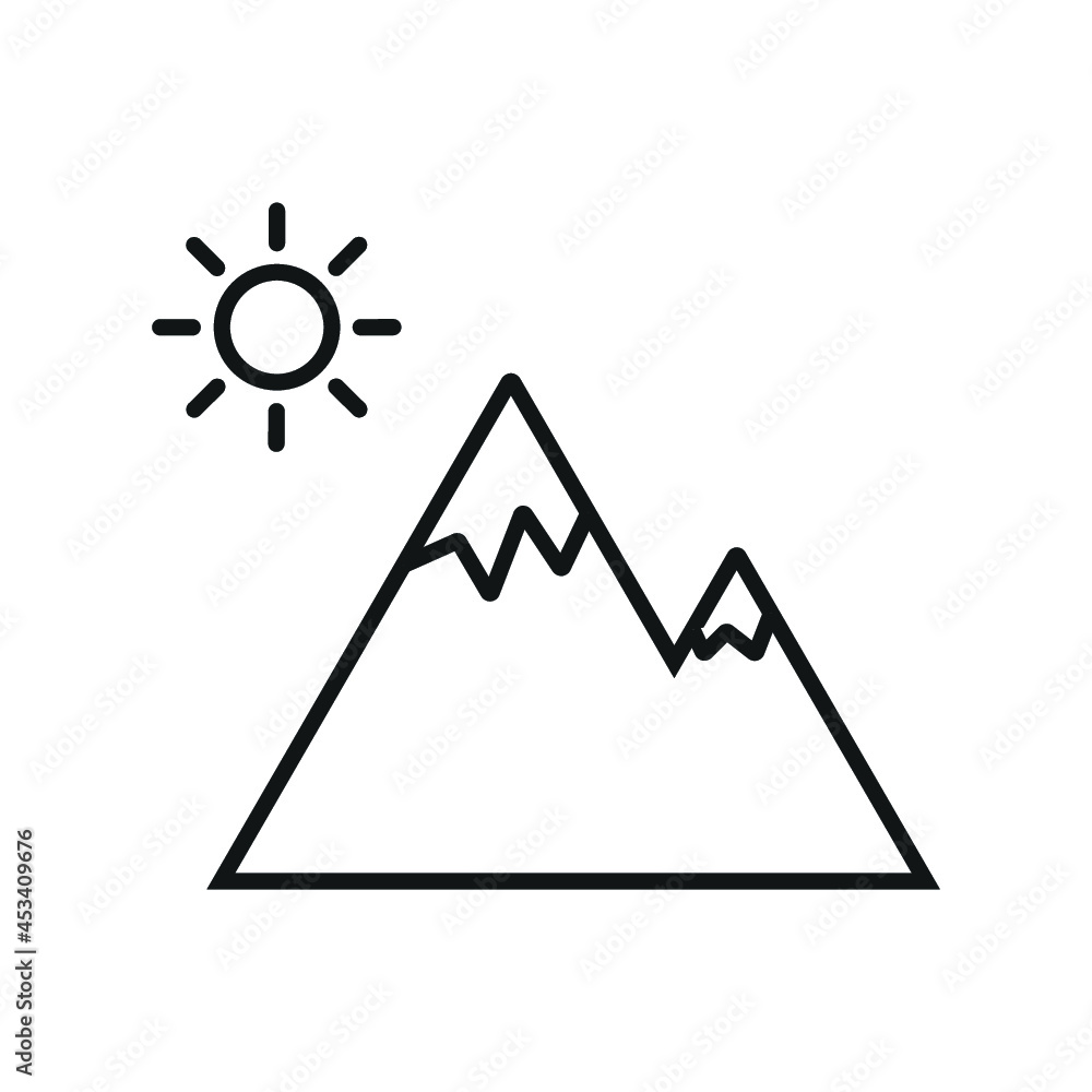 Mountain linear icon on white background Mountain linear icon on white background