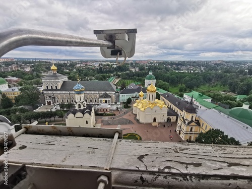 Top view, from the bell tower, of the buildings of the Trinity-Sergius Lavra. Sergiev Posad.