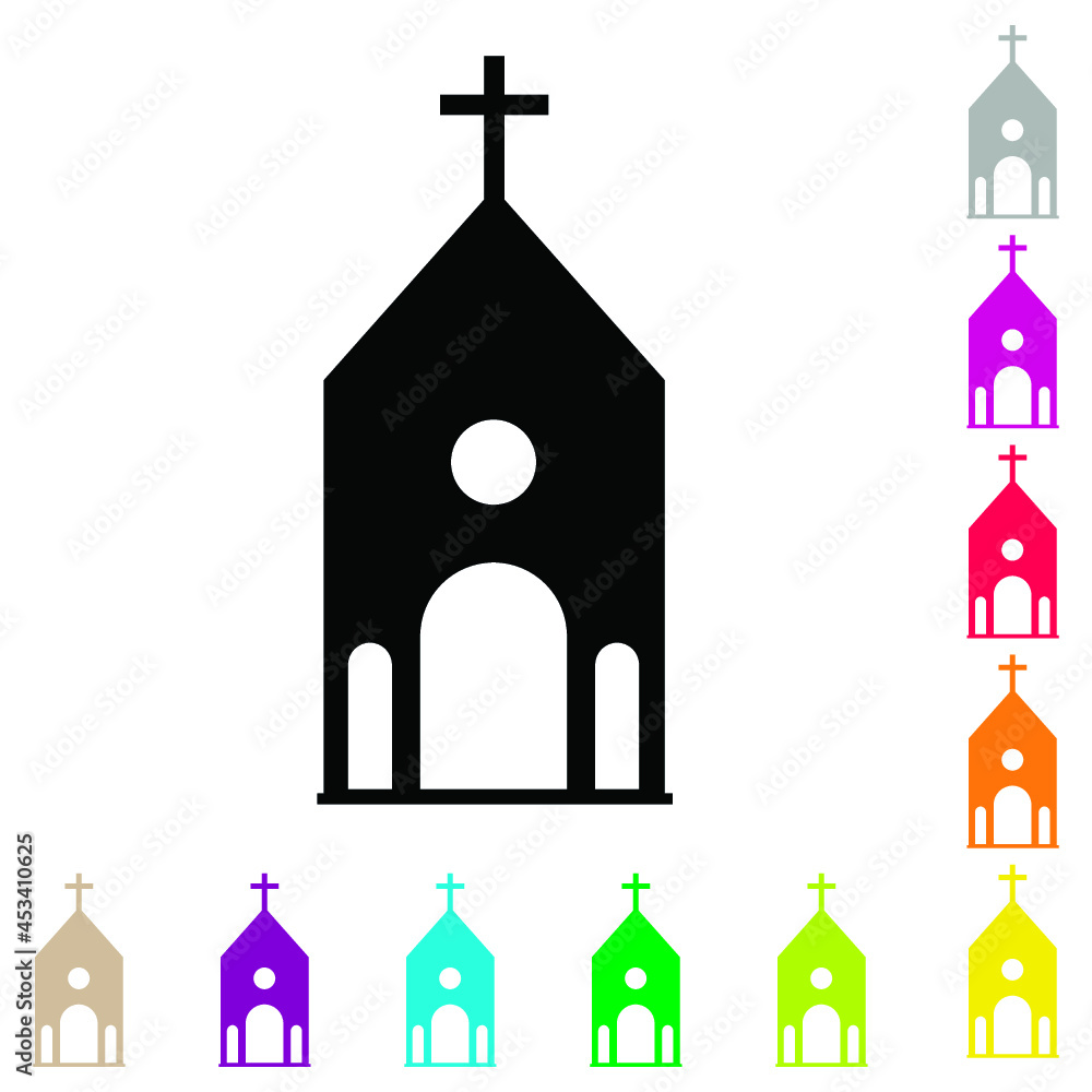 Church icon. Holy place building silhouette sign Church icon. Holy place building silhouette sign