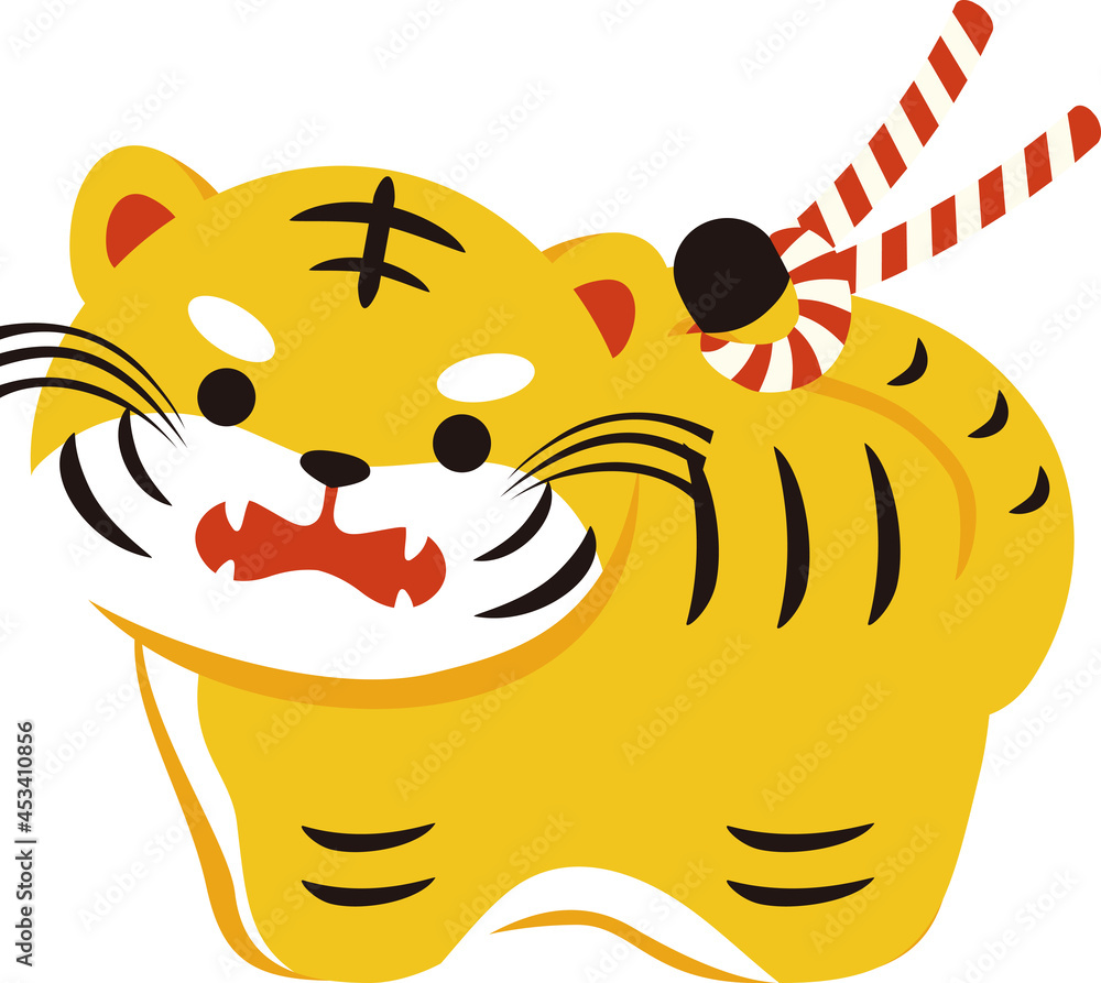 22年 年賀状 正月 素材 寅年 寅 虎 とら トラ タイガー 動物 ネコ科 素材 土鈴 かわいい おしゃれ イラスト Stock Vector Adobe Stock