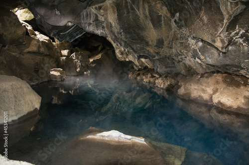 Blue lake inside a cave, Iceland