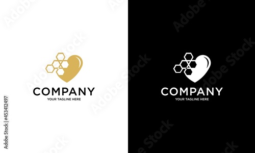 Honey logo icon design, Vector illustration, Love Honey Logo Design Concept. Food logo template