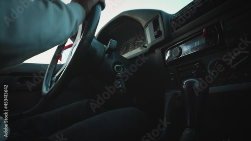 Sports car spinning in drift.