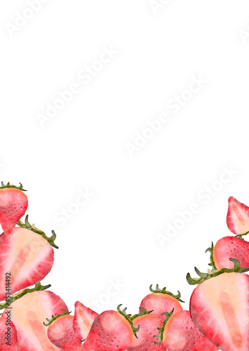 水彩風くだものイラスト、フルーツの切り口セット