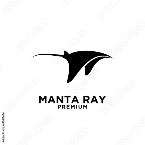 Premium manta ray vector black logo design isolated white background