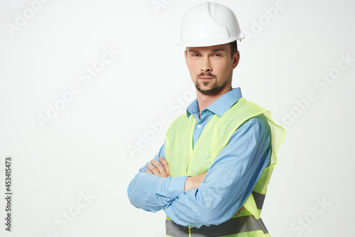 man in construction uniform protection Working profession isolated background