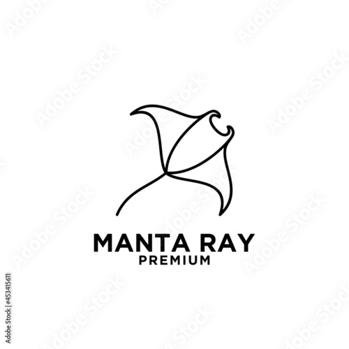 Premium manta ray vector black line logo design isolated white background