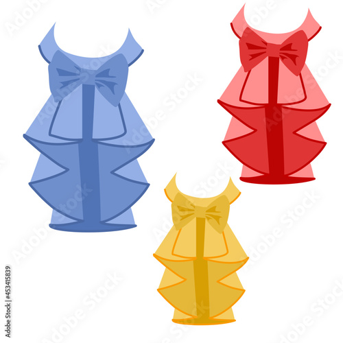Slika na platnu Set or red yellow blue tie jabot frill Vintage