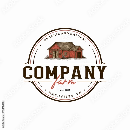 Hand drawn barn vintage logo template