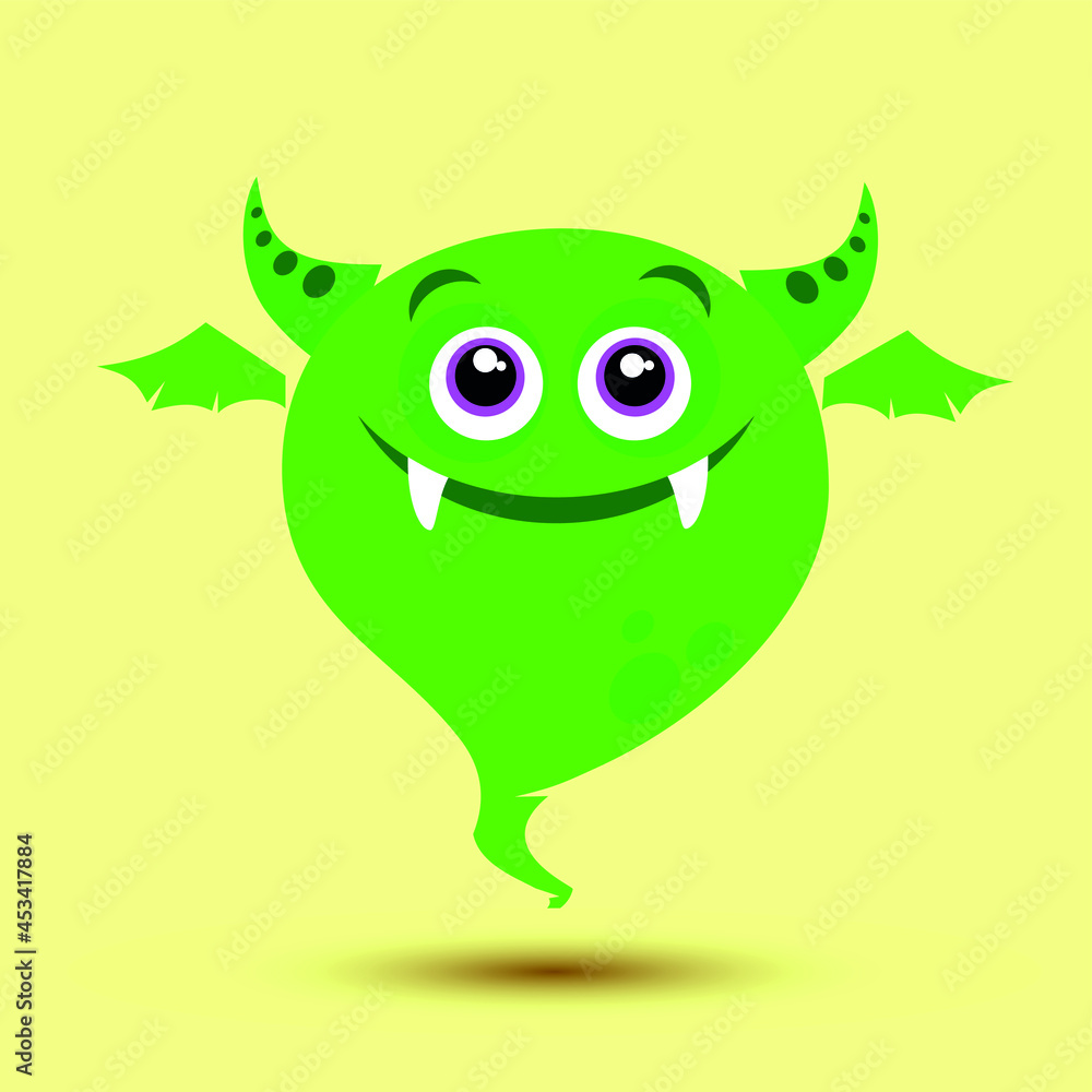 Fototapeta premium A cheerful, bright, kind monster on a light yellow background