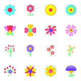 Set of Floral Designs Flat Icons in Editable style 


