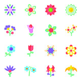 Set of Flower Designs Flat Icons in Editable Style 

