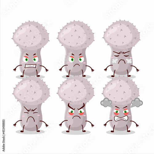 Puffball cartoon character with various angry expressions
