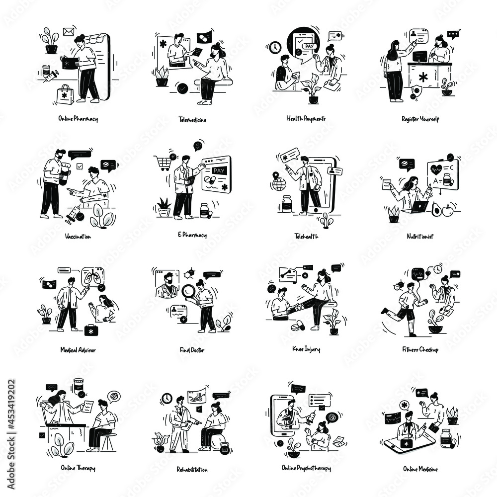 Trendy Vectors of Online Medical Glyph Illustrations
Trendy Vectors of Online Medical Glyph Illustrations