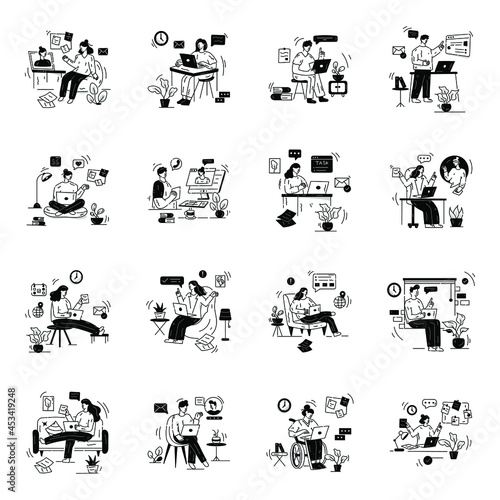 Collection of Work from Home Glyph Illustrations 


