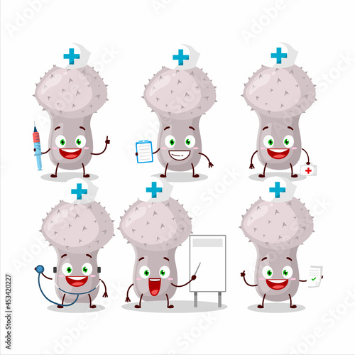 Doctor profession emoticon with puffball cartoon character