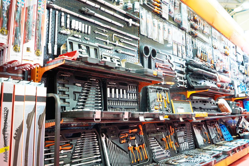 Tool kits in car parts store Stock Photo | Adobe Stock
