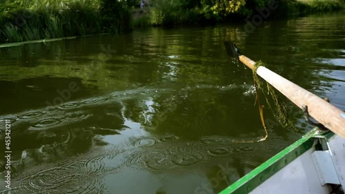 Boat trip along the river. Paddle in the waters