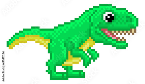 T Rex Pixel Art Dinosaur Video Game Cartoon