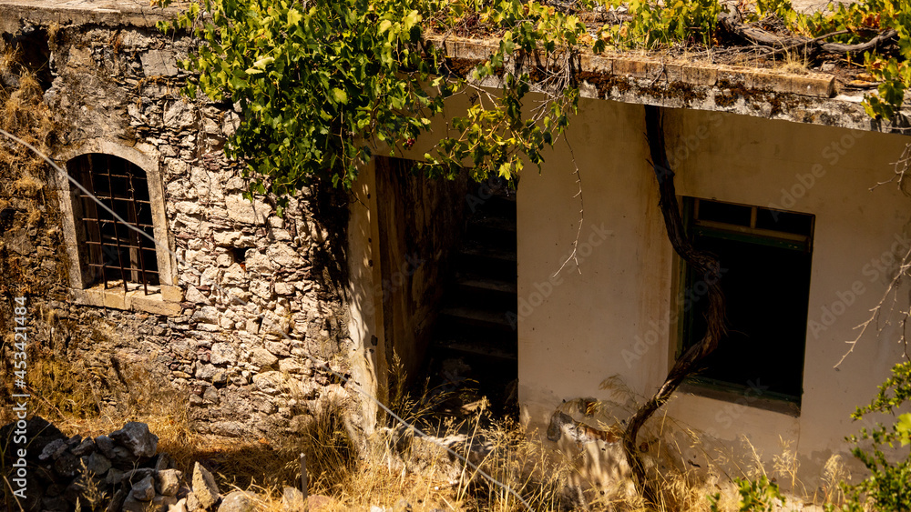 Inside the abandoned village of Kalami on the island of Crete, Greece