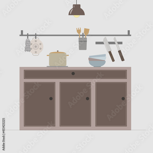 Vector illustration of kitchen interior.