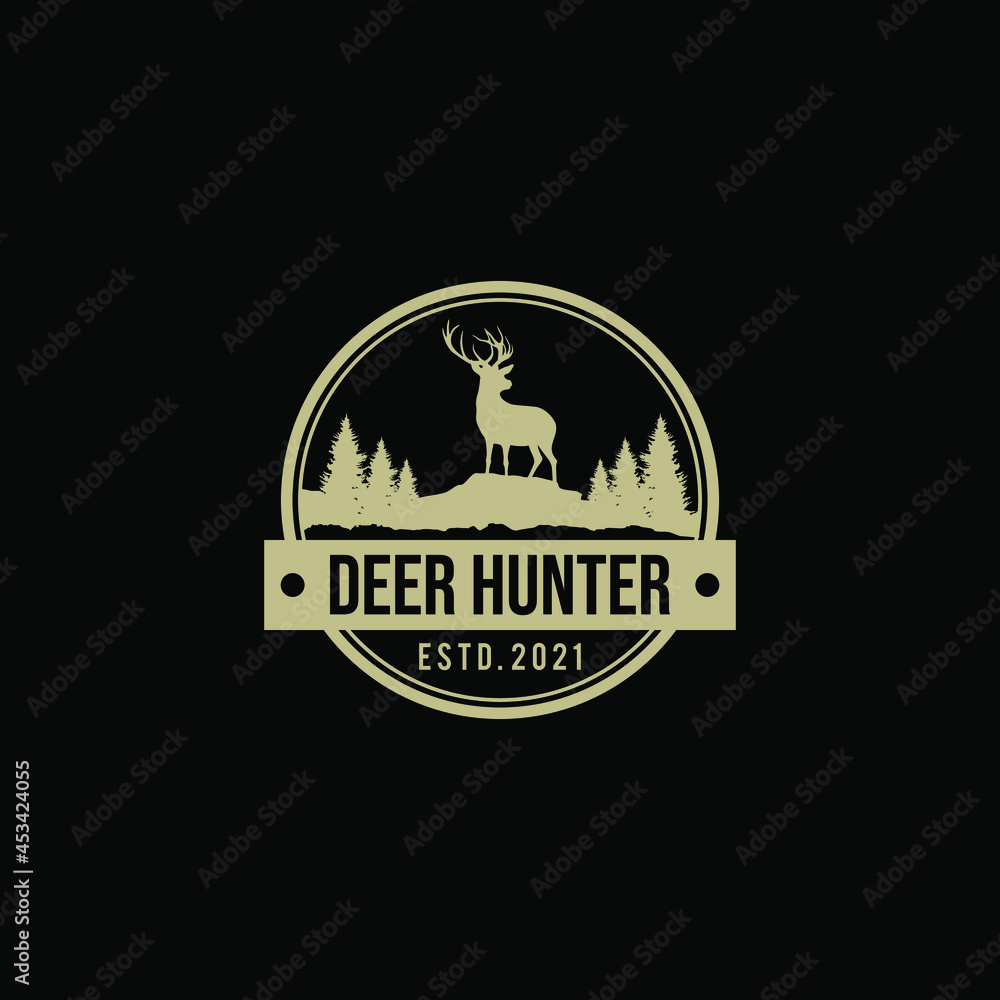 Obraz premium wild deer vintage logo design vector template