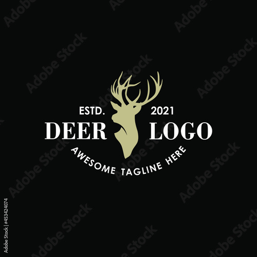 wild deer vintage logo design vector template