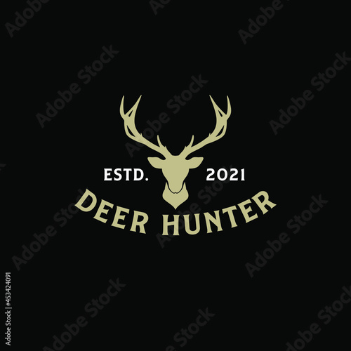 wild deer vintage logo design vector template