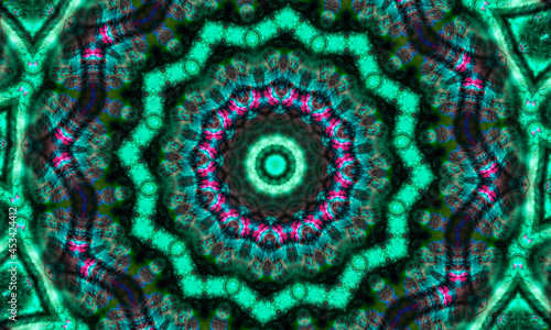 Fototapeta Naklejka Na Ścianę i Meble -  Green Geometric design, Mosaic of a kaleidoscope, abstract Mosaic Background, colorful Futuristic Background, geometric pattern