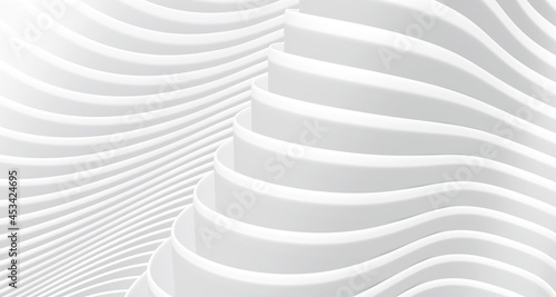 3D white wavy background fo...
