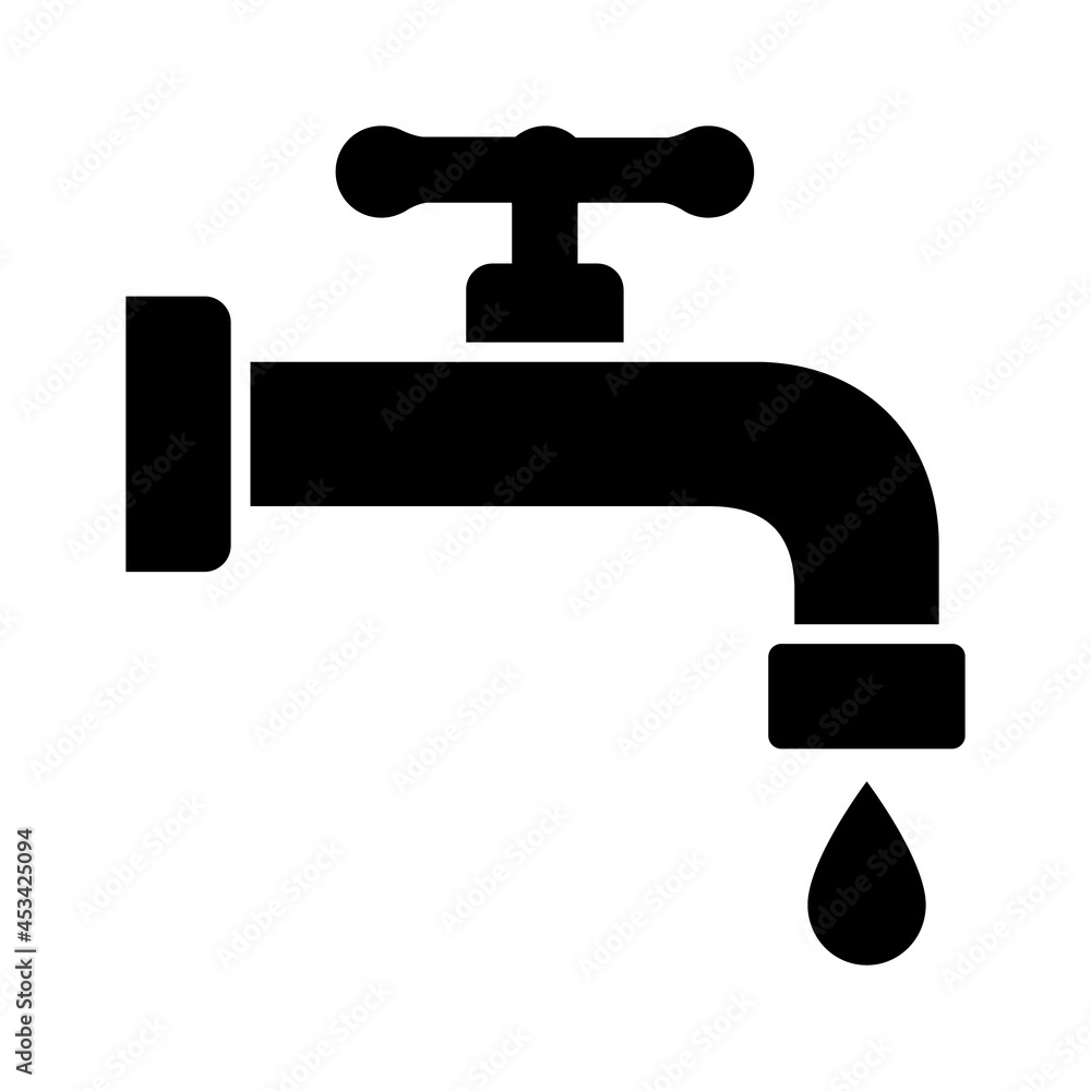 Faucet or tap spigot with water drip flat vector icon for apps and websites Faucet or tap spigot with water drip flat vector icon for apps and websites