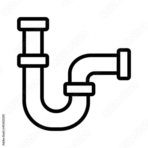Sink pipes or sink p-pipe trap drain plumbing line art vector icon for plumbing apps and websites