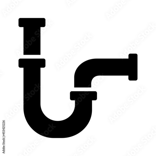 Sink pipes or sink p-pipe trap drain plumbing flat vector icon for plumbing apps and websites
