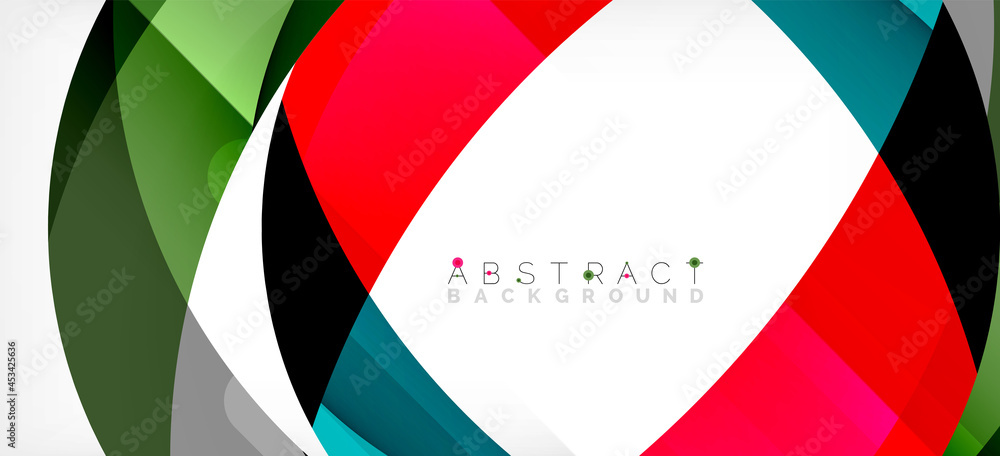 Geometric abstract background. Circle created with overlapping color shapes. Vector Illustration For Wallpaper, Banner, Background, Landing Page Geometric abstract background. Circle created with overlapping color shapes. Vector Illustration For Wallpaper, Banner, Background, Landing Page