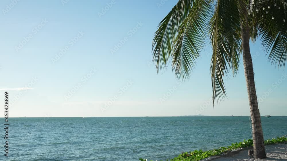 beautiful blue ocean and beach with coconut tree in summer beautiful blue ocean and beach with coconut tree in summer