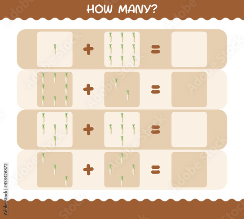 How many cartoon daikon. Counting game. Educational game for pre shool years kids and toddlers