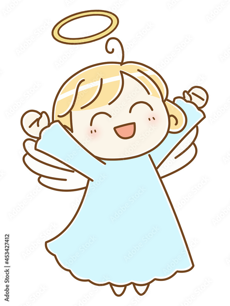 喜ぶ天使　左向き
