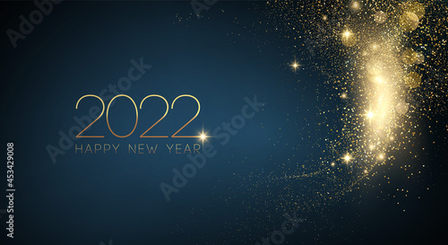 2022 New Year Abstract shiny color gold wave design element