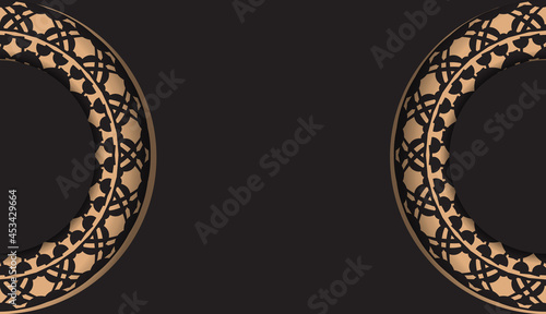 Luxurious Template for print design postcards in black color with Greek patterns. Vector preparation of invitation card with place for your text and vintage ornament.