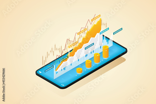 Bitcoin cryptocurrency trading on smart phone.
