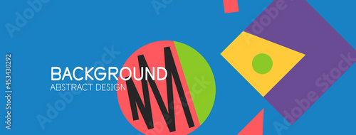 Abstract background. Blocks, lines, triangles, circles composition. Techno or business concept for wallpaper, banner, background, landing page