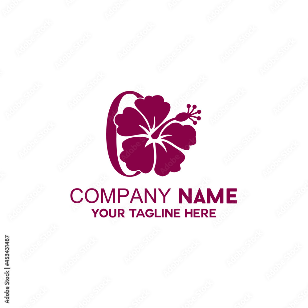 letter O with flower combination logo vector