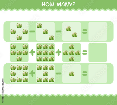 How many cartoon cauliflower. Counting game. Educational game for pre shool years kids and toddlers