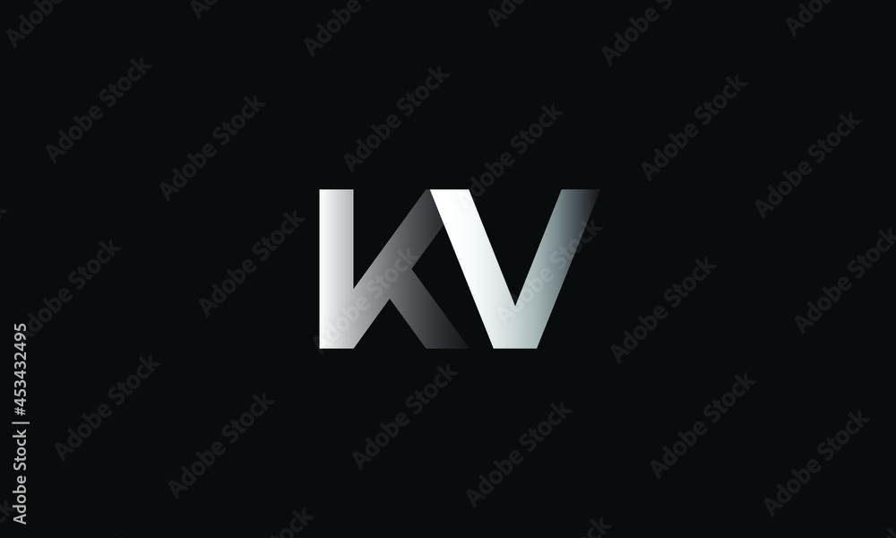 Alphabet letters Initials Monogram logo KV, VK, K and V Alphabet letters Initials Monogram logo KV, VK, K and V
