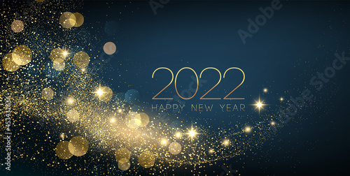 2022 New Year Abstract shiny color gold wave design element